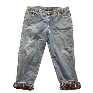 Vintage 90s L.L. Bean Blanket Lined Flannel Baggy Faded Jeans 44x30 100% Cotton